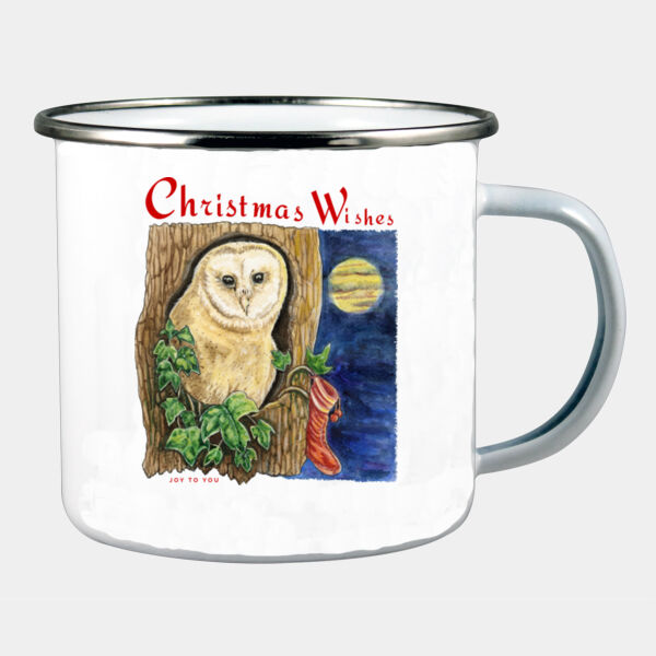 Christmas Wishes - Owl - Enamel 12oz Mug Thumbnail