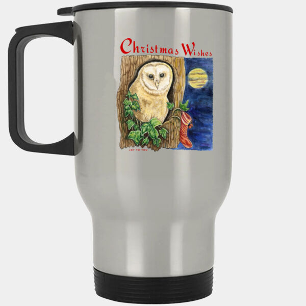 Christmas Wishes - Owl - Stainless Steel Travel Mug Thumbnail