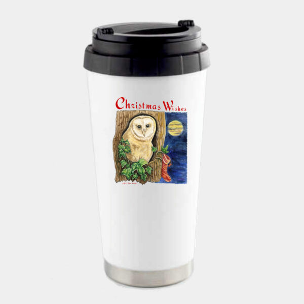 Christmas Wishes - Owl - Stainless Steel Thermos double walled cup Thumbnail